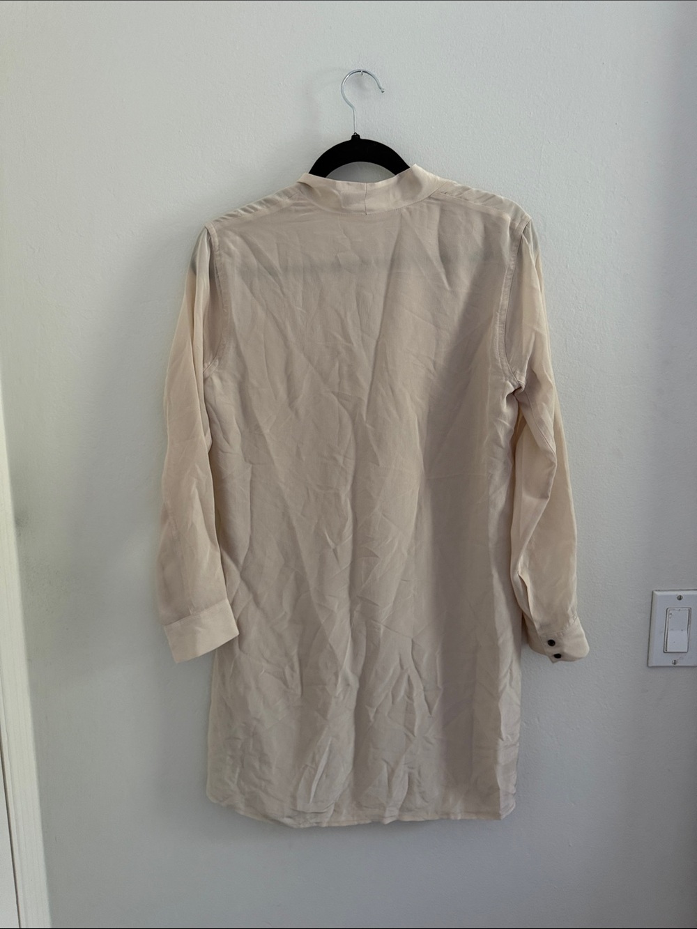 Light Cream Wrap-Front Shirt Dress - Picture 3 of 3